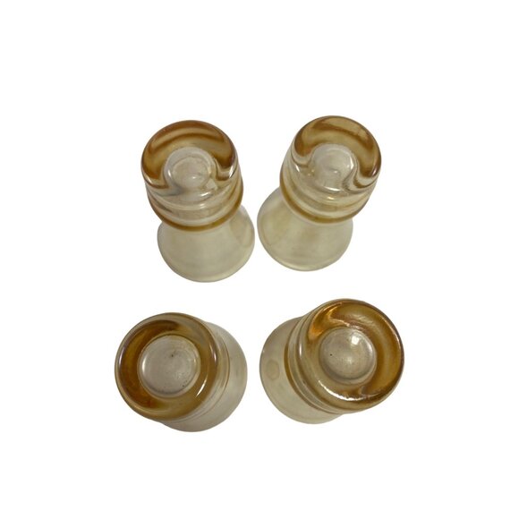 Set Of 4 Amber Glass Shot Glasses 2.5 Inches Tall Vintage Barware Collectible - Picture 4 of 4